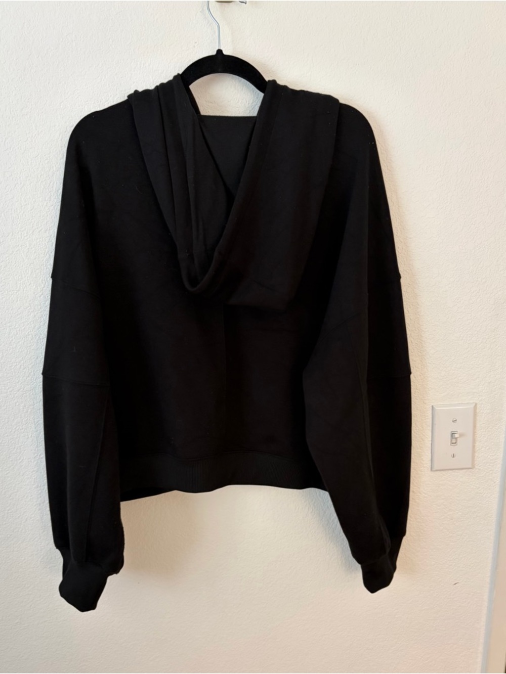 Scoop SZ L Scuba Knit Black Zip-Up Hooded Jacket - Picture 2 of 4